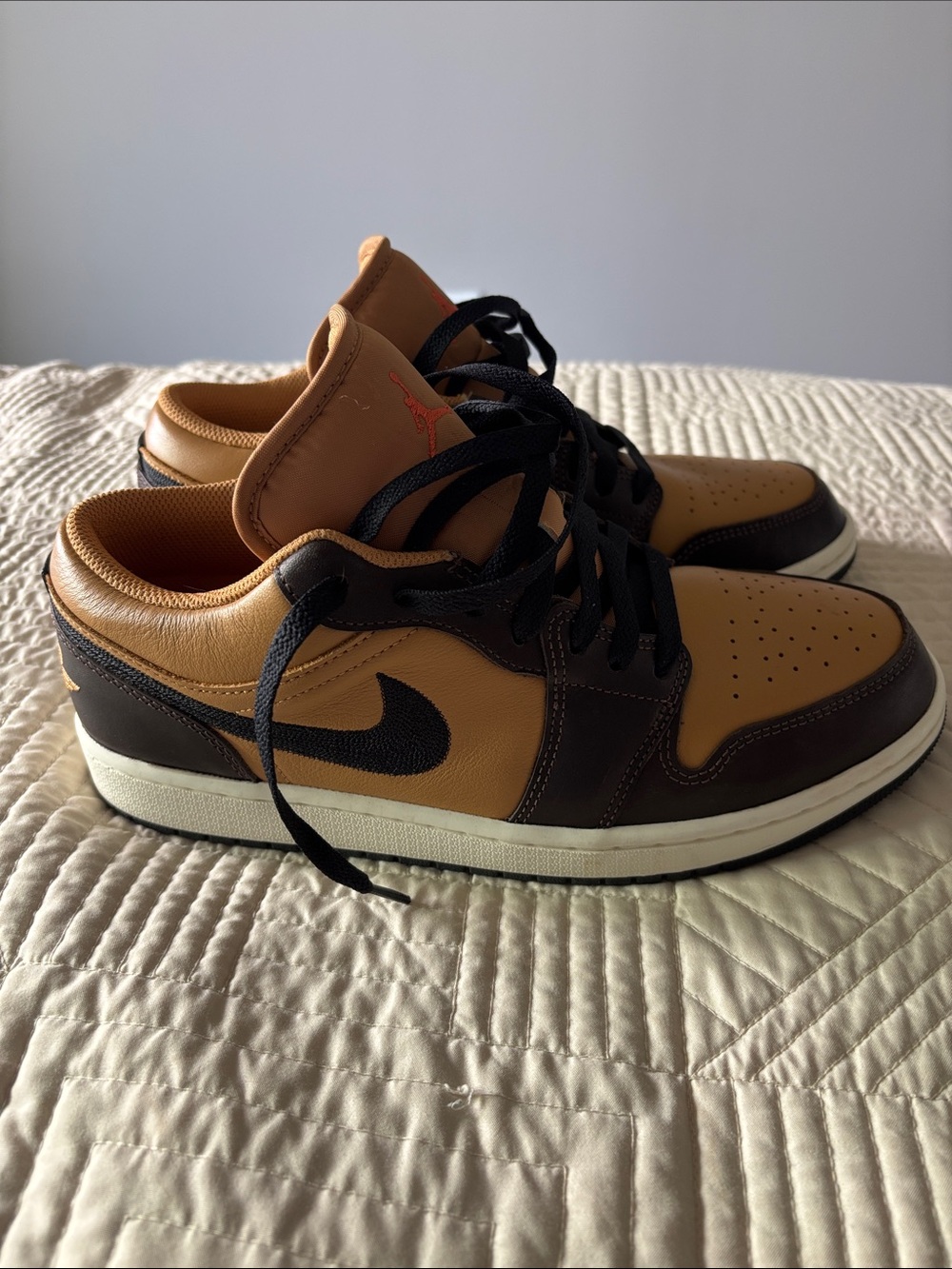 Nike Men’s Air Jordan low shoes in Tan and Dark Brown